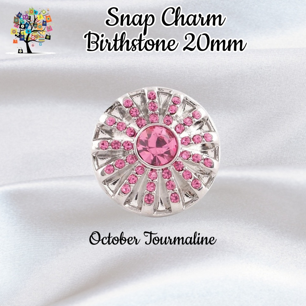 October Birthstone Snap Charm 20mm for Standard Size Accessories - Picture 1 of 4